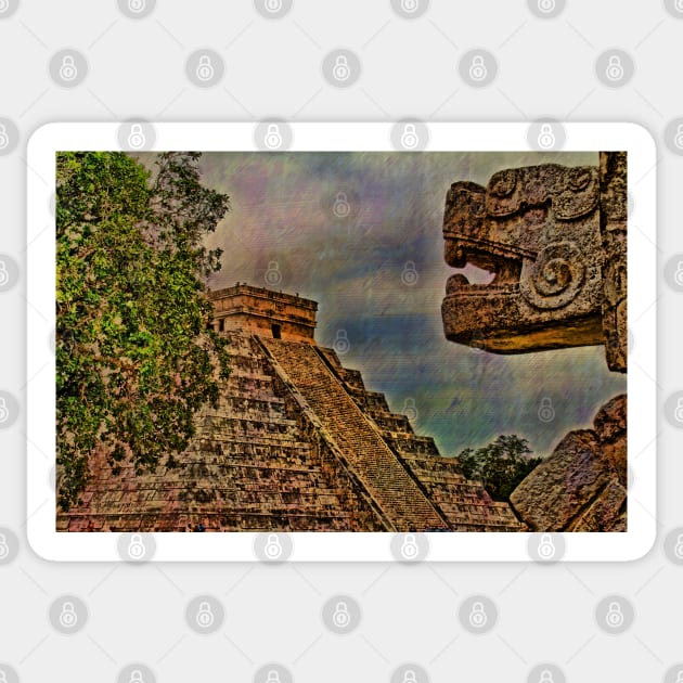 Looking at El Castillo Sticker by vadim19